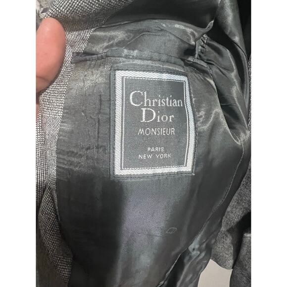 Vintage Christian Dior Monsieur Wool Suit 40R 32x31 Gray Houndstooth 2PC Classi - Picture 5 of 16